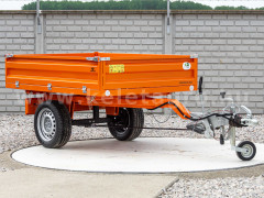 Trailer with overrun brake, tipping, 3 directions dumping, for Japanese compact tractors, Komondor SPK-1500/RF - Implements - Trailors